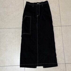 Zara Black Denim Skirt with Contrast Stitching